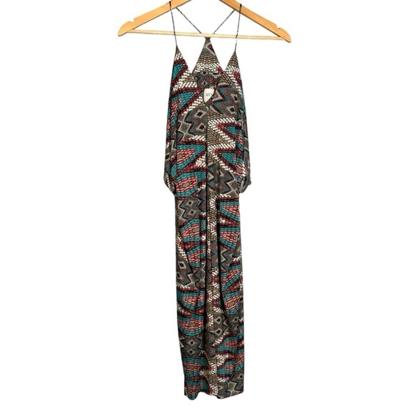 Misa Los Angeles Aztec Teal Colorful Printed Mini Racerback Dress Sz Small Beach - Picture 1 of 13